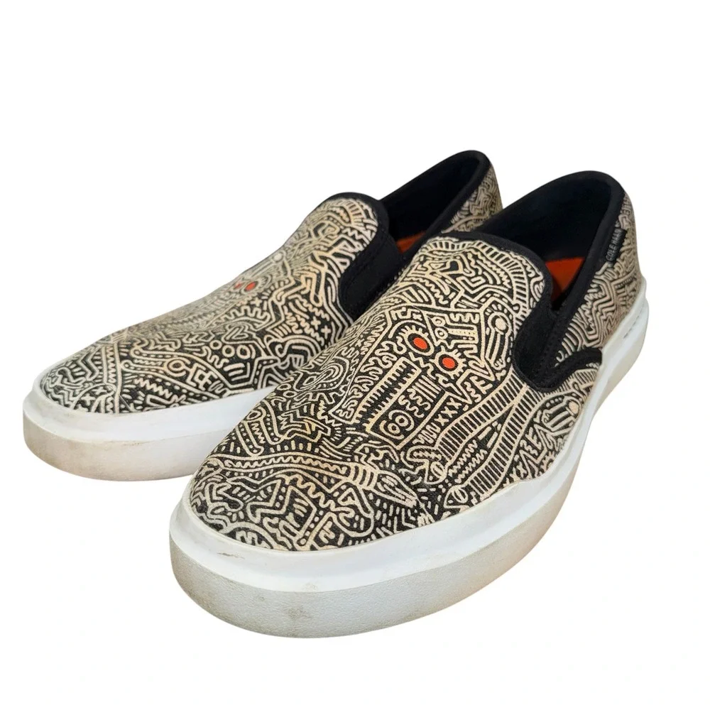 Cole Haan X Keith Haring GrandPro Rally Mens 13 Pre-Owned Slip On Sneakers Black
